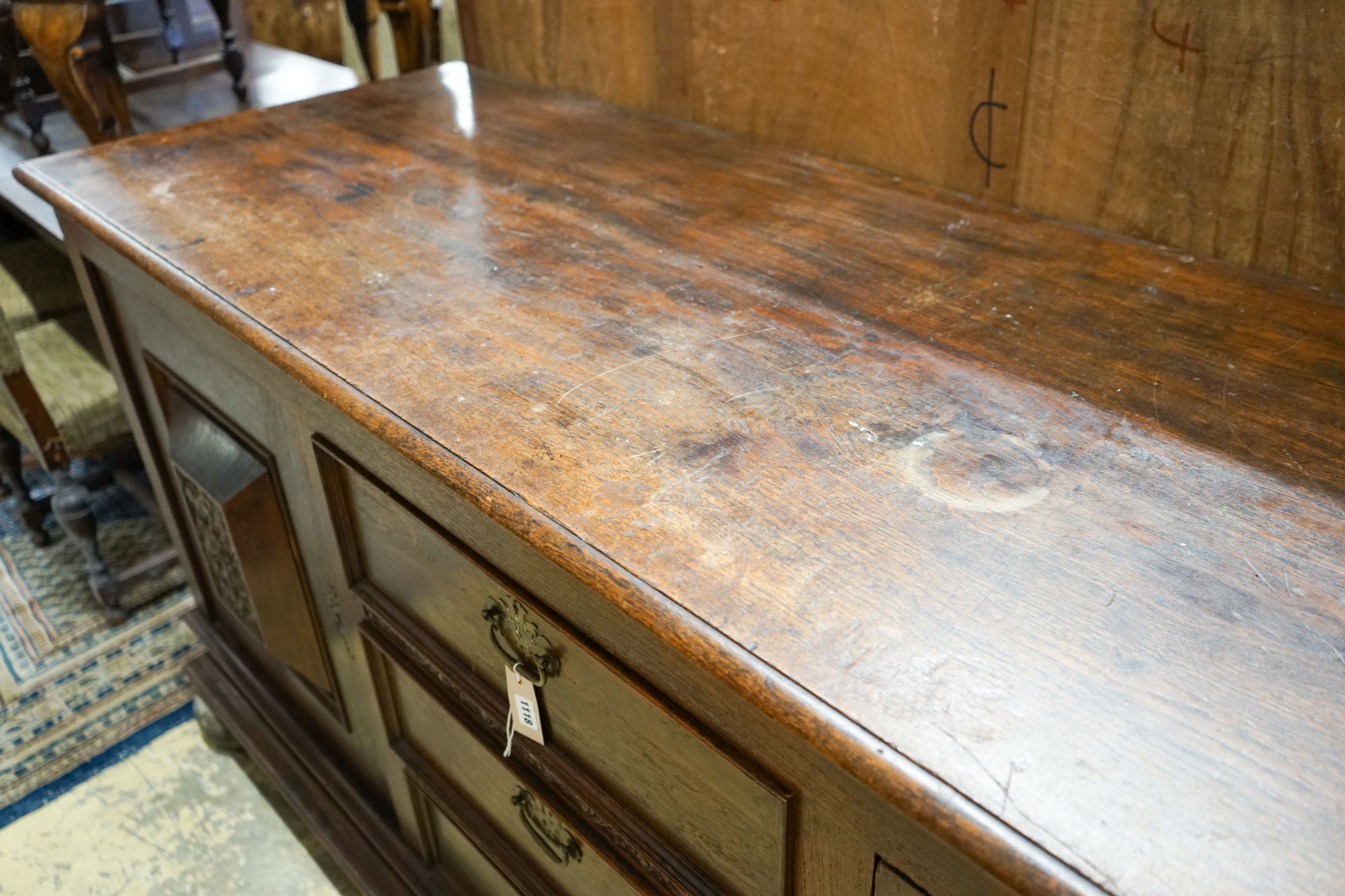 An oak sideboard, length 210cm, depth 70cm, height 103cm
